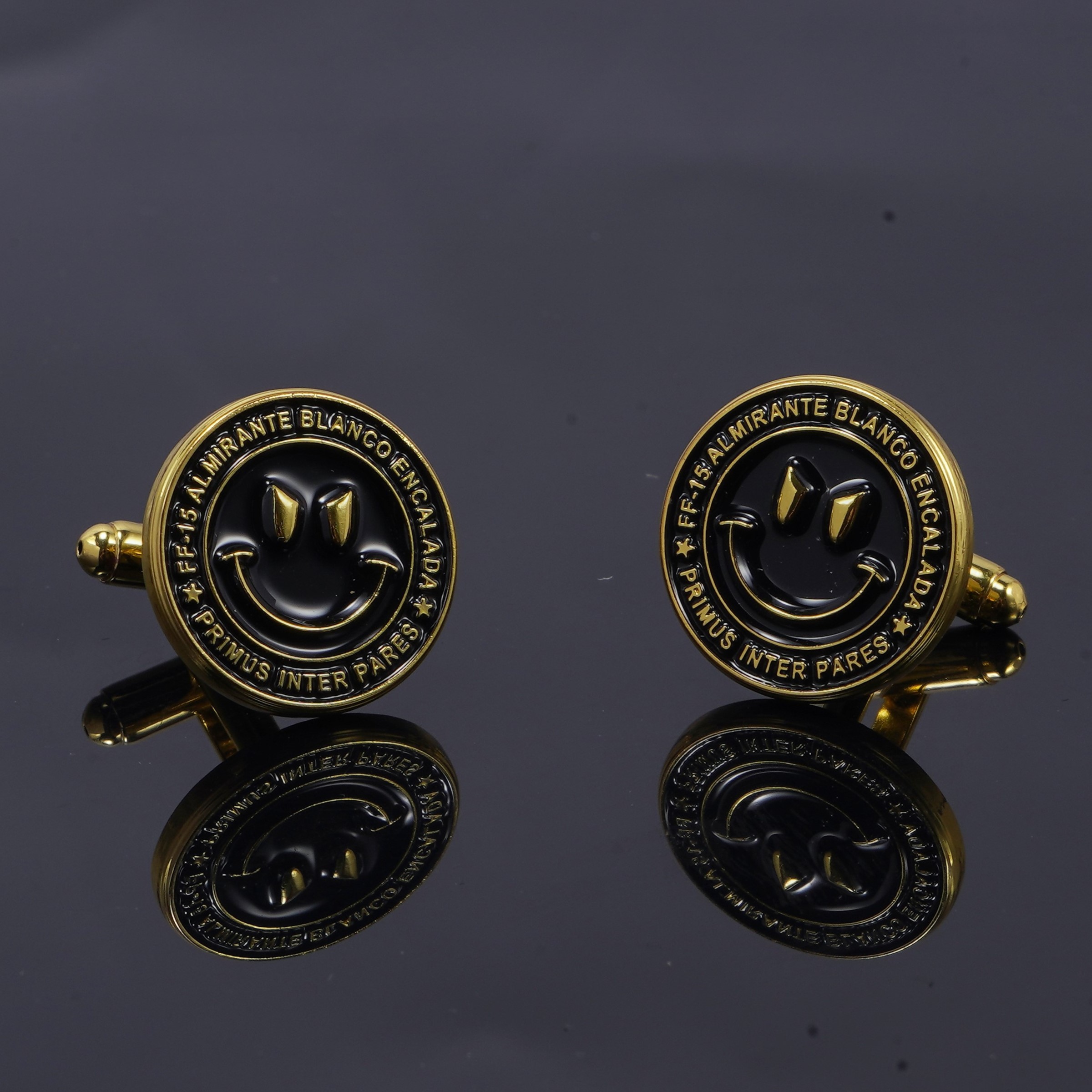 A Pair Of Smiley Face Gold Cufflinks