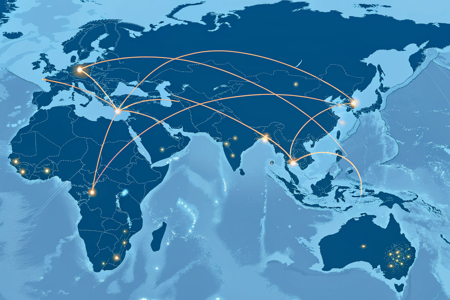 Geographic Distance Comparison Map showing shipping routes from Bangladesh and China to Middle East