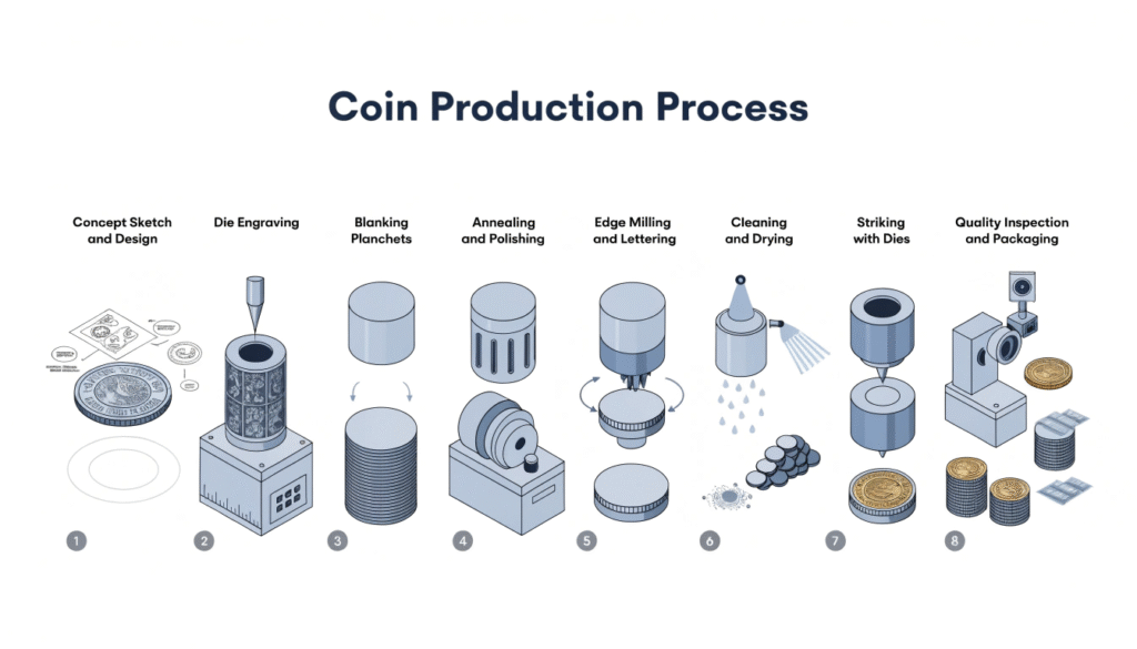 step by step coin production