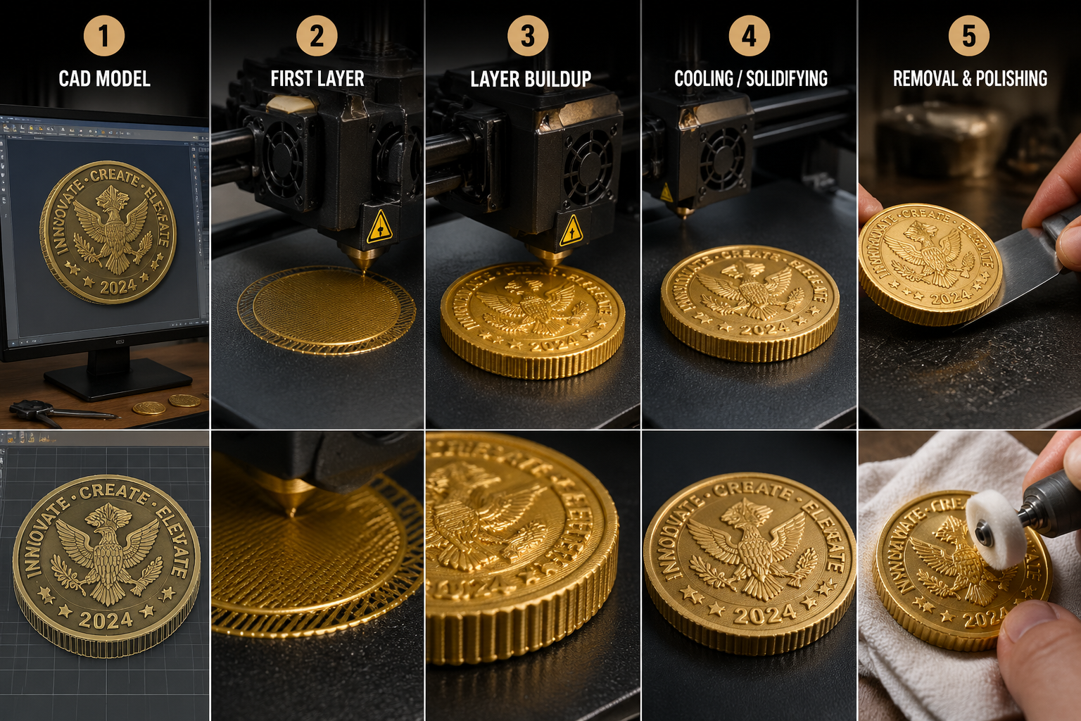 step by step 3d printing coins prototype