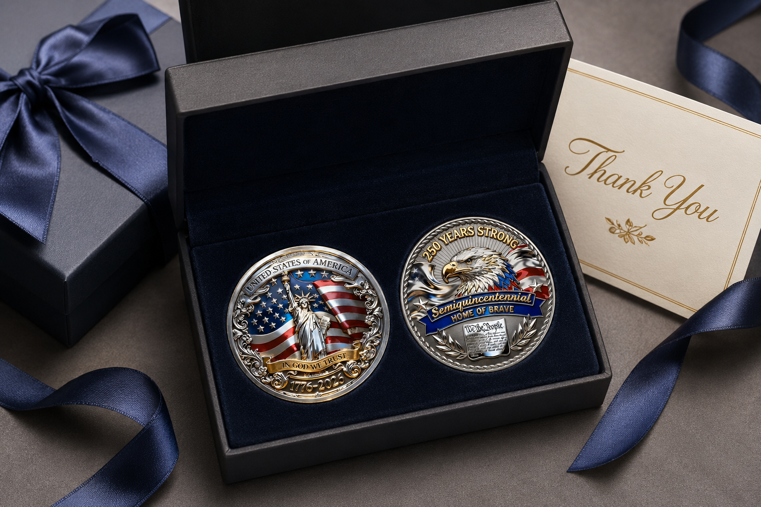 America 250th custom commemorative coins