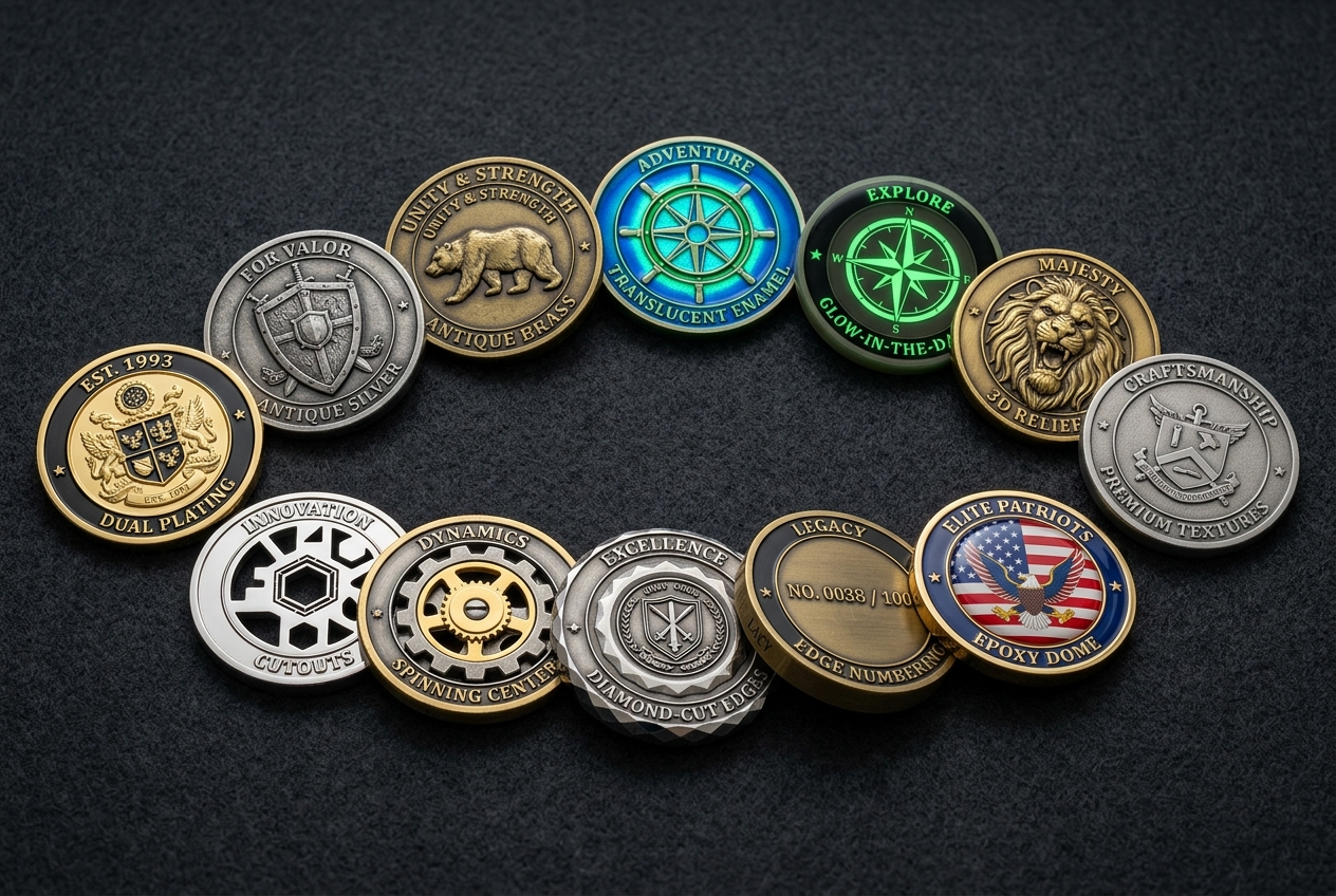 Premium upgrades for custom challenge coins Premium upgrades for custom challenge coins