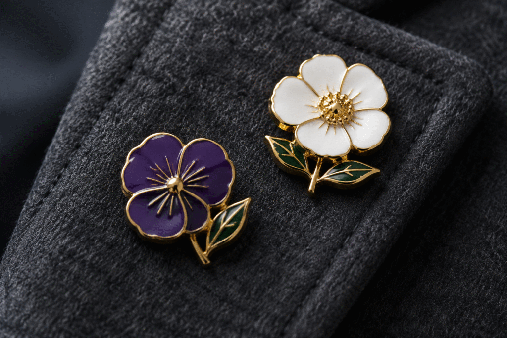 hard and soft enamel flower lapel pins