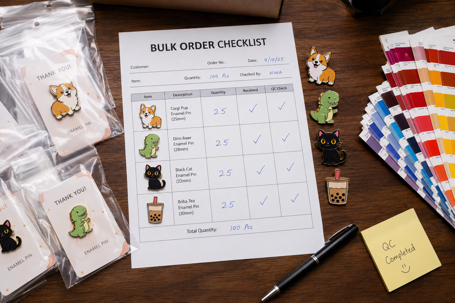 bulk order checklist for enamel pins