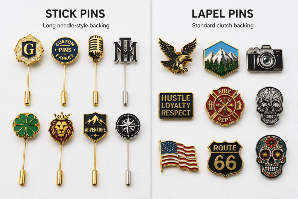 stick pins vs lapel pins custom order