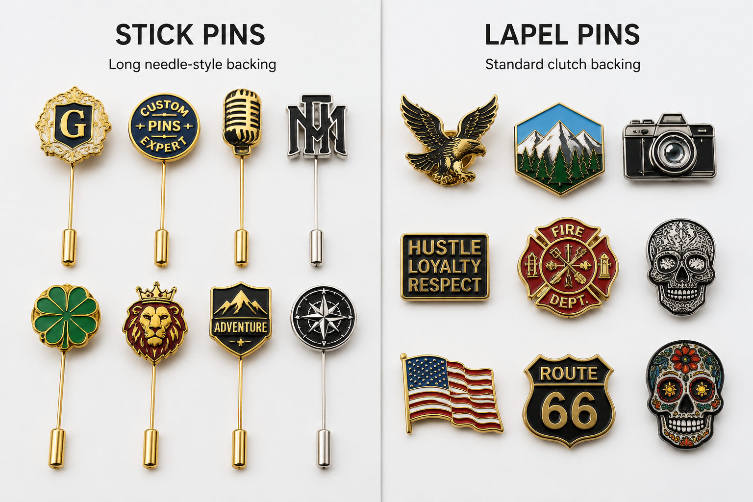 stick pins vs lapel pins custom order