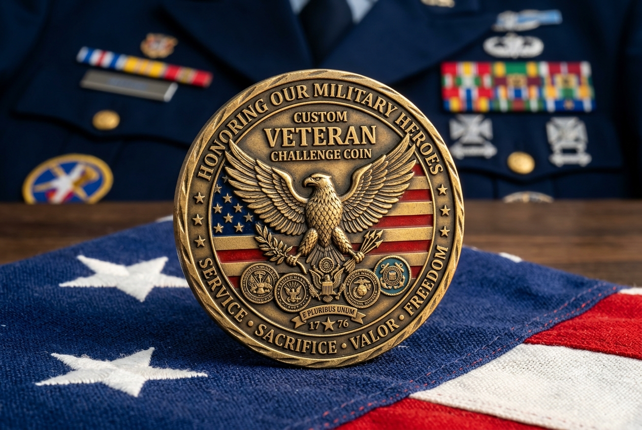 Custom Veteran Challenge Coins for military heroes