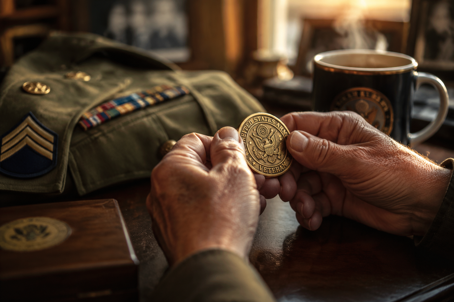 Custom challenge coin for retired veteran