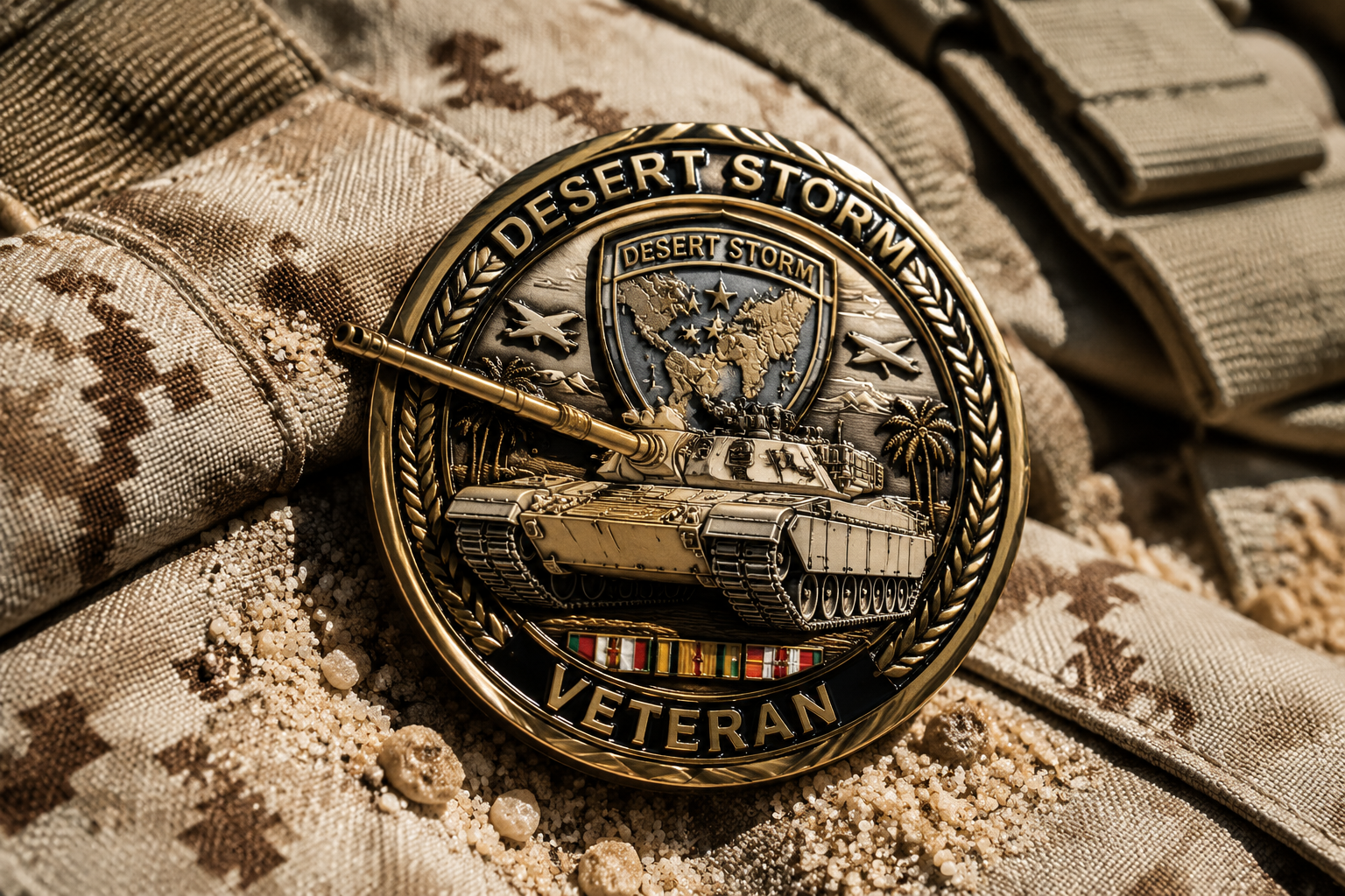 Desert Storm Veteran Challenge Coins design