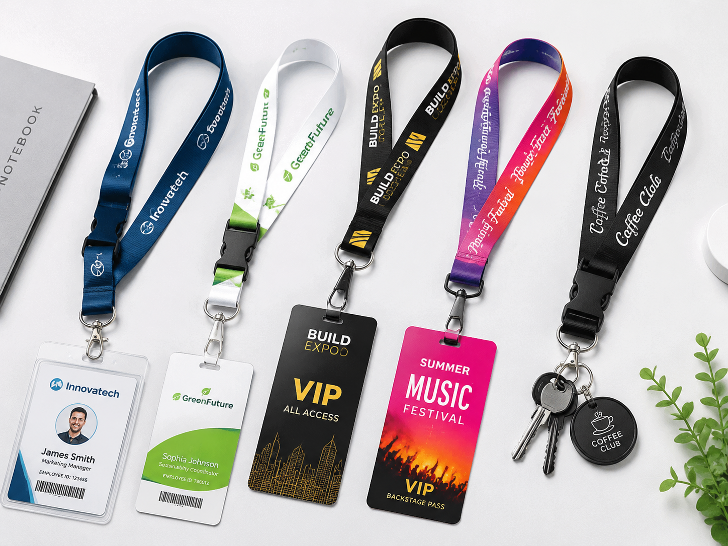 Display of various custom lanyards