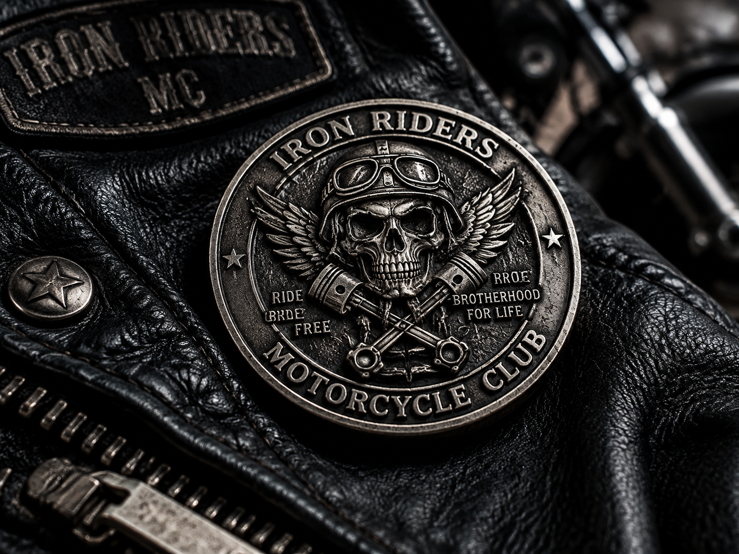 Custom antique silver challenge coins for motorcycle clubs and associations