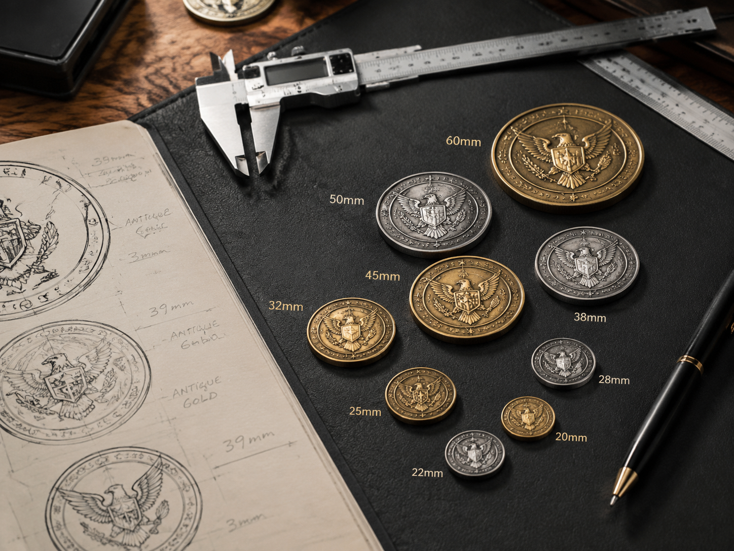 Custom challenge coin sizes guide for B2B distributors